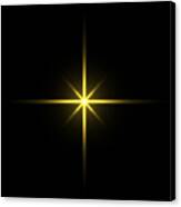 Gold Light Star On Black Background Canvas Print