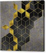Gold With The Flow Geometric Modern Marble Canvas Print