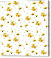 Golden Yellow And White Asters Digital Oil Paint Pattern Canvas Print