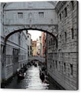 Gondolas Beneath Bridge Of Sighs In Venice Italy Canvas Print