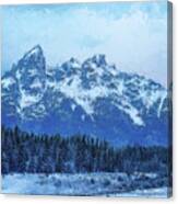 Grand Teton Winter Morning In Schwabachers Landing Canvas Print