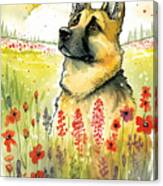 Great Dane In Flowers 2 Canvas Print