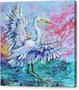 Great Egret's Glorious Landing Canvas Print