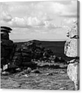 Great Staple Tor Dartmoor National Park England Panorama Black And White Canvas Print