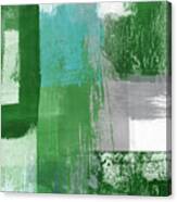 Green, Blue And Gray Abstract 2- Art By Linda Woods Canvas Print
