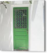 Green Door And Fig Tree Canvas Print