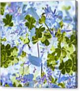 Blooms Of Green In Blue Canvas Print