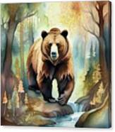 Grizzly Bear In The Forest - 02153 Canvas Print