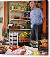 Grocer Man In Procida Canvas Print