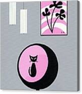 Groovy Pink And Gray Room With Mod Flowers Canvas Print