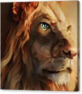 Grunge Lion With The Green Eye Canvas Print