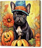 Halloween Bulldog Wizard Canvas Print
