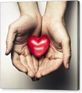 Hands Cupping A Heart Canvas Print