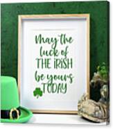 Happy St Patrick's Day Wood Border Picture Frame. Canvas Print