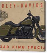 Harley Road King Special Retro Poster Canvas Print