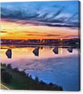 Heading Up River At Sunset Canvas Print