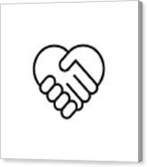 Heart Shaped Handshake Line Vector Icon. Editable Stroke. Pixel Perfect. For Mobile And Web. Canvas Print