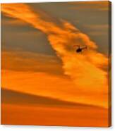 Helicopter Approaching At Sunset Canvas Print