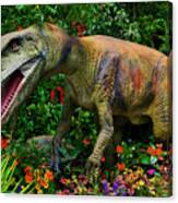 Herrerasaurus Dinosaur Hunting In The Forest Canvas Print