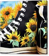 Black High Tops And Sunflowers Canvas Print