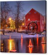Historic Smithville Mill At Christmas Canvas Print