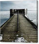 Hole In The Ice For Winter Bathing By A Jetty Canvas Print