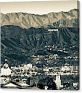 Hollywood Hills California Sepia Panorama Canvas Print
