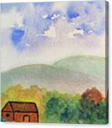 Home Tucked Into Hill Canvas Print