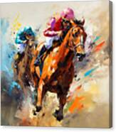 Horse Racing Iii - Colorful Horse Racing Artwork Canvas Print