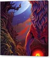 Howling Wolf Rooted Under The Moon Canvas Print
