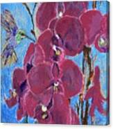 Hummingbird In The Orchids Canvas Print
