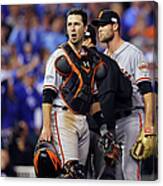 Hunter Strickland And Buster Posey Canvas Print