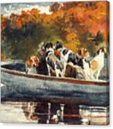 Hunting Dogs In Boat By Winslow Homer Canvas Print