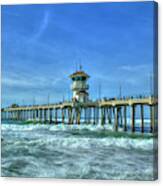 Huntington Beach Pier Panorama Southern California Seascape Surfing Art Canvas Print