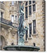 Hygieia Fountain (the Goddess Of Health In Greek Mythology) In The Courtyard Of Hamburg Rathaus Canvas Print