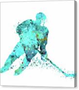 Ice Hockey Player Sports Girl Watercolor Canvas Print