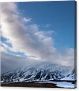 Icelandic Landscape With Mountains Covered In Snow At Snaefellsnes Peninsula In Iceland Canvas Print