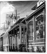 Iconic Cable Cars Of San Francisco Black And White Canvas Print