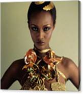Iman In Mary Mcfadden Gold Jewelry Canvas Print