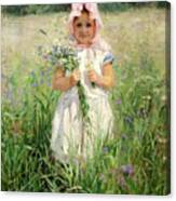 In The Flowers Portrait Of The Artist's Daughter Vasily Polenov Canvas Print