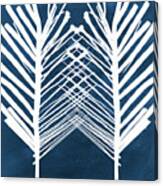 Indigo And White Leaves- Abstract Art Canvas Print