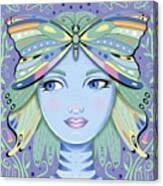Insect Girl, Winga - Sq.purple Canvas Print