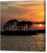Island Orange Sunset Canvas Print
