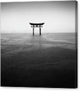 Itsukushima Torii Under The Rain Canvas Print