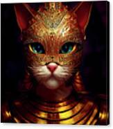 Jade The Cat Warrior In Gold Armor Canvas Print