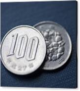 Japanese 100 Yen Coins Canvas Print