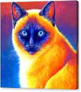 Jewel Of The Orient - Colorful Siamese Cat Canvas Print