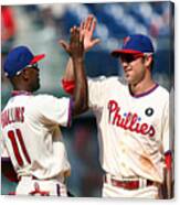Jimmy Rollins And Chase Utley Canvas Print