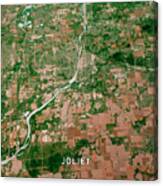 Joliet Illinois 3d Render Map Color Top View Oct 2018 Canvas Print