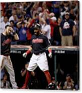 Jon Lester, Carlos Santana, And Jason Kipnis Canvas Print